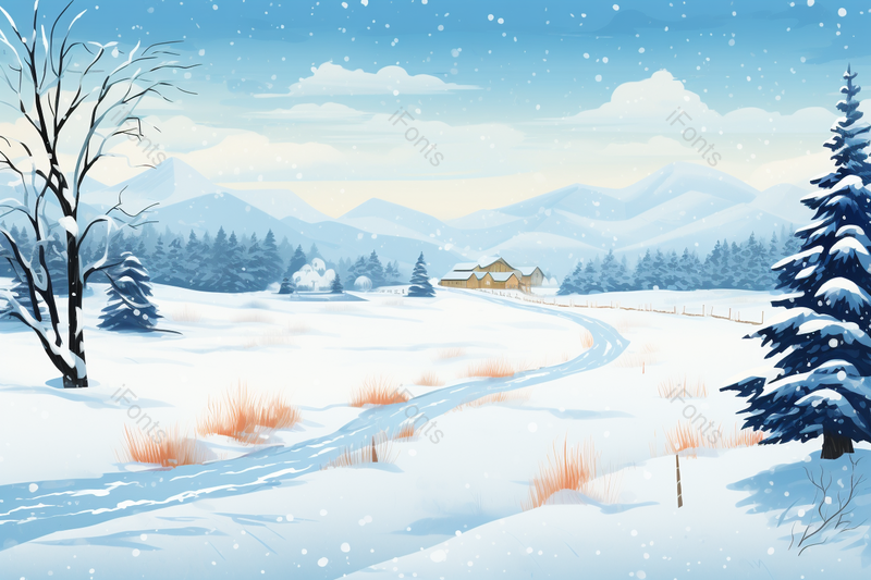 立冬冬天雪山雪景插画背景,插画/手绘图,插画/手绘图库,插画/手绘图下载,插画/手绘